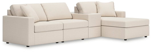 Seccional Modmax de 4 piezas con chaise longue y consola de almacenamiento
