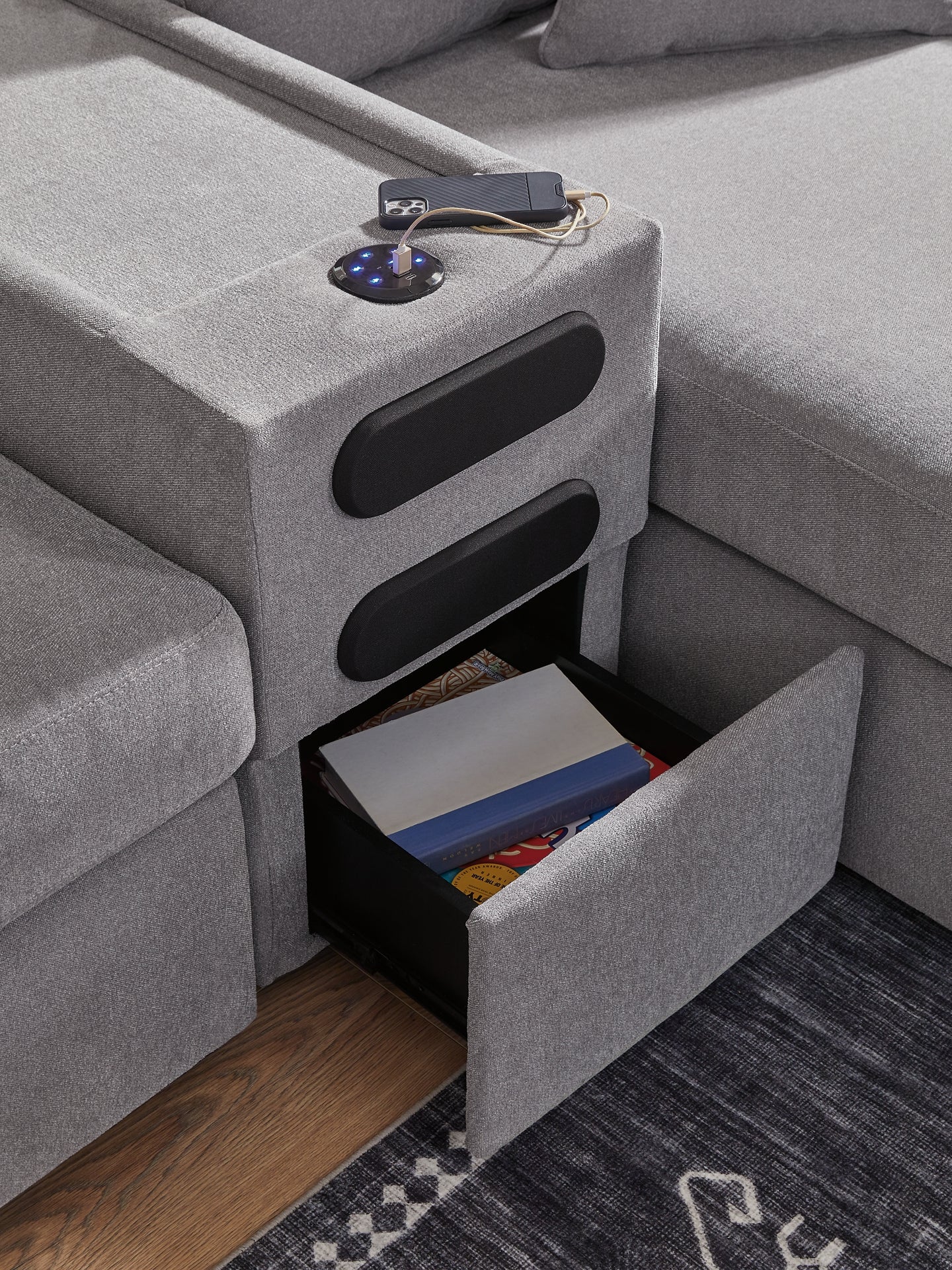 Seccional Modmax de 6 piezas con consola de audio