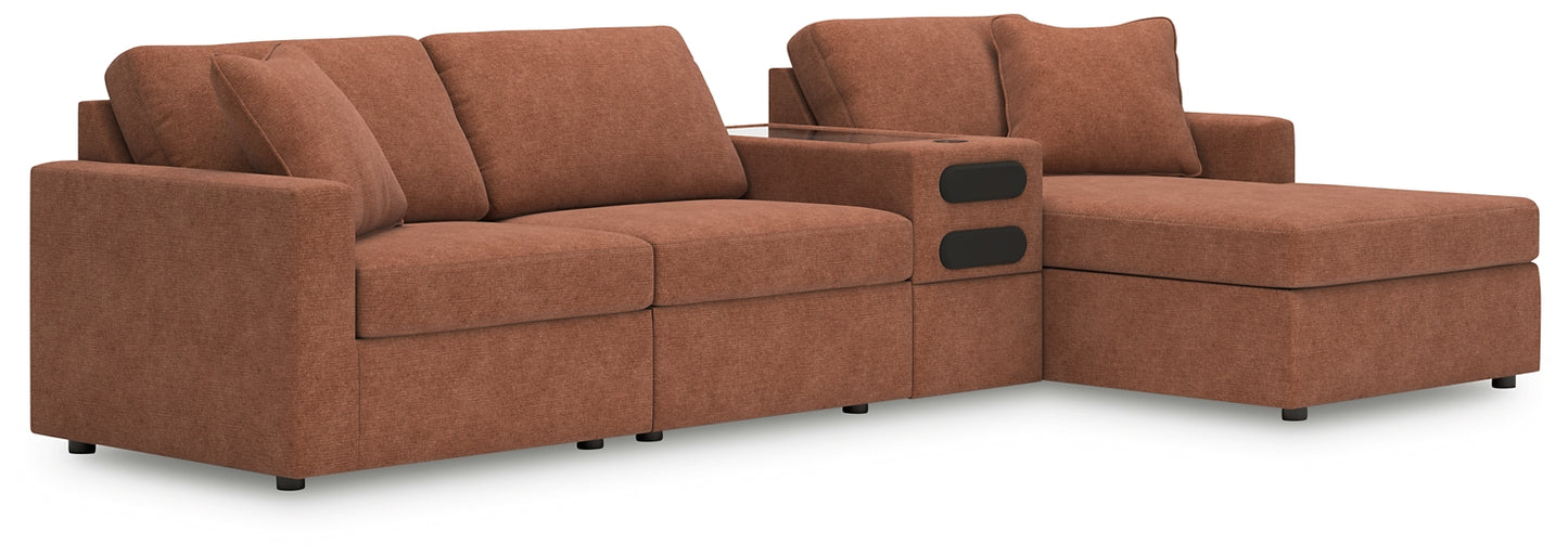 Seccional Modmax de 4 piezas con chaise longue y consola de audio