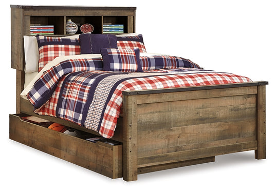 Cama con estantería completa y espacio de almacenamiento Trinell