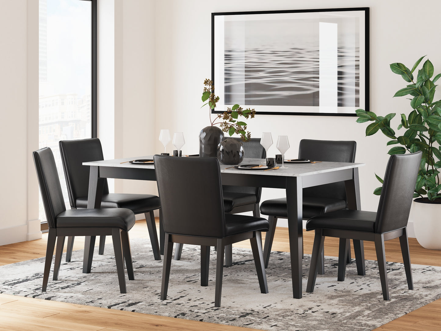 Mesa de comedor Jettaya y 4 sillas