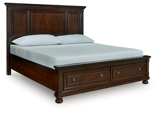 Cama King Porter California con almacenamiento y paneles
