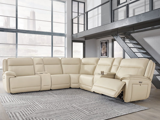 Sofá reclinable seccional de 7 piezas con 2 consolas Double Deal