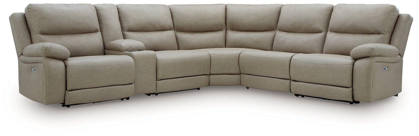 Seccional reclinable Narwhal Place de 6 piezas con consola de almacenamiento