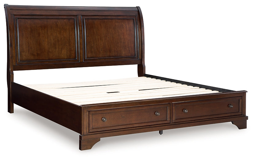 Cama con almacenamiento tipo trineo Trellington King