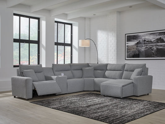 Seccional reclinable eléctrico ModMax II de 6 piezas con chaise longue