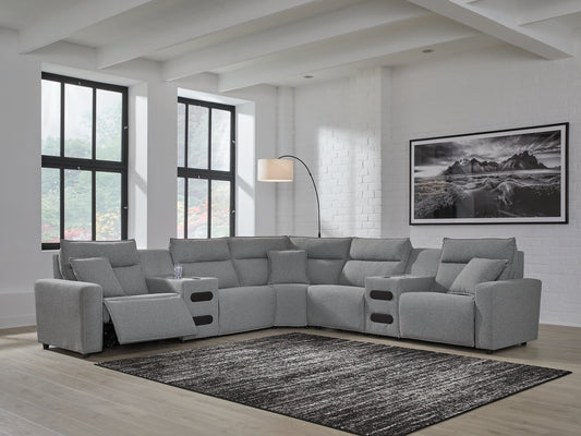 Seccional reclinable eléctrico ModMax II de 7 piezas con chaise longue