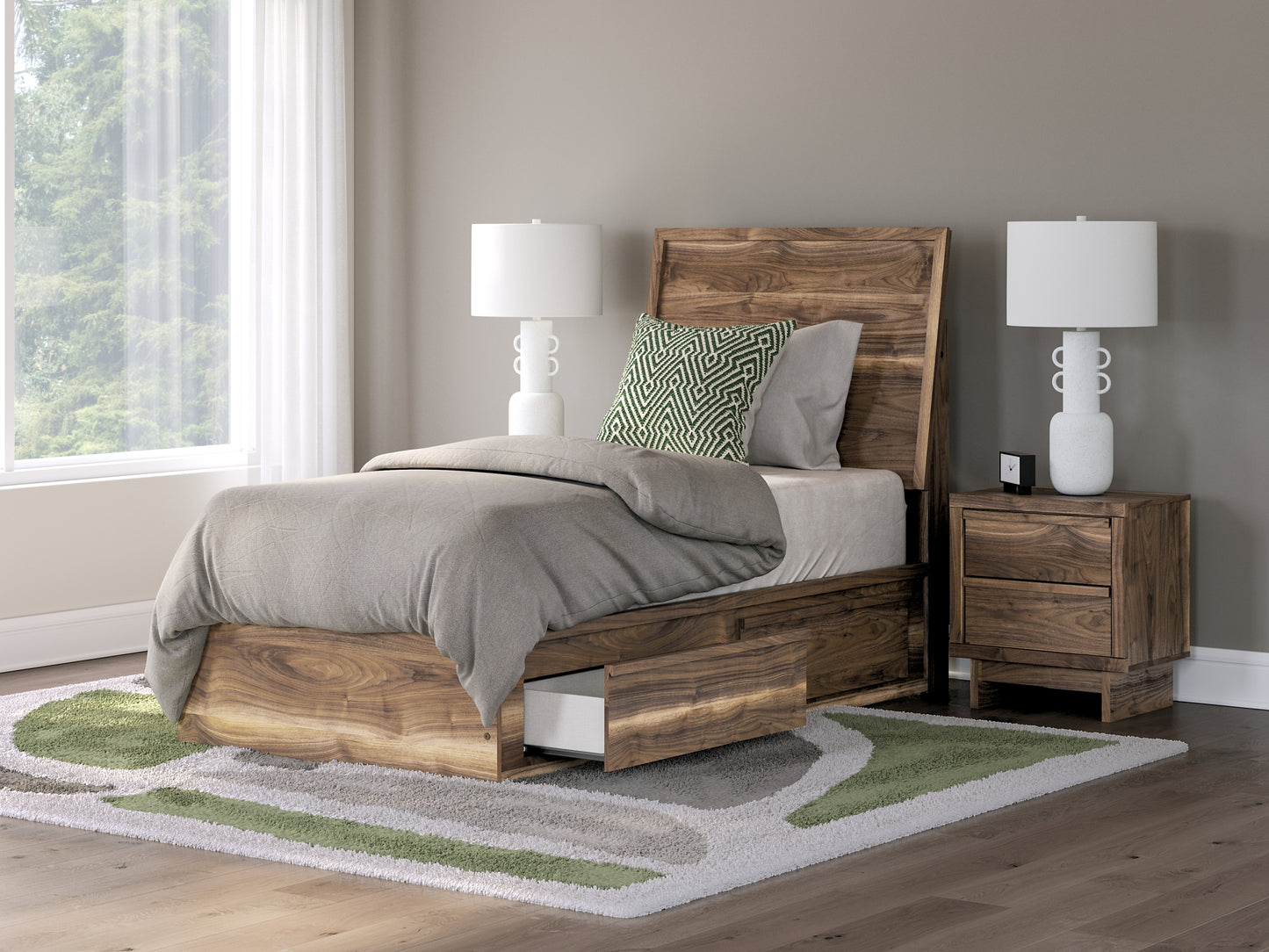 Ashley Express - Cama doble Zadilyn con paneles y espacio de almacenamiento