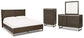 Cama Arkenton King con paneles, cómoda y espejo