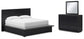 Cama King con paneles y tocador con espejo Londer