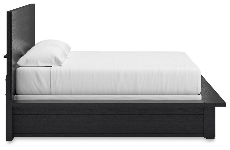 Cama King con paneles y tocador con espejo Londer