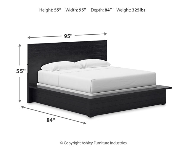 Cama King con paneles y tocador con espejo Londer