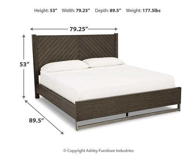 Cama Arkenton California King con paneles y tocador con espejo