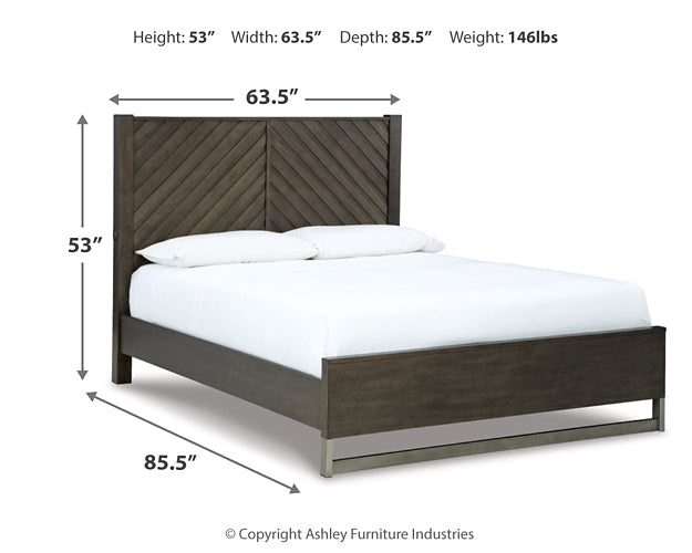 Cama Queen Arkenton con paneles y tocador con espejo