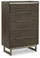 Cama Arkenton California King con paneles, cómoda con espejo, cómoda y mesita de noche