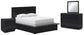 Cama Queen Londer con paneles, tocador con espejo y mesita de noche