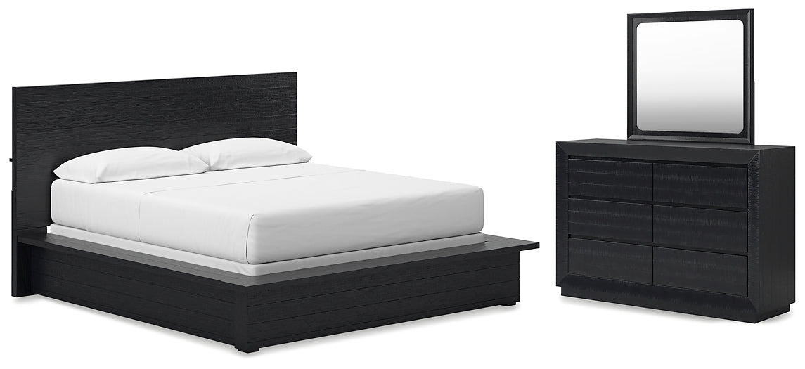 Cama California King con paneles y tocador con espejo de Londer