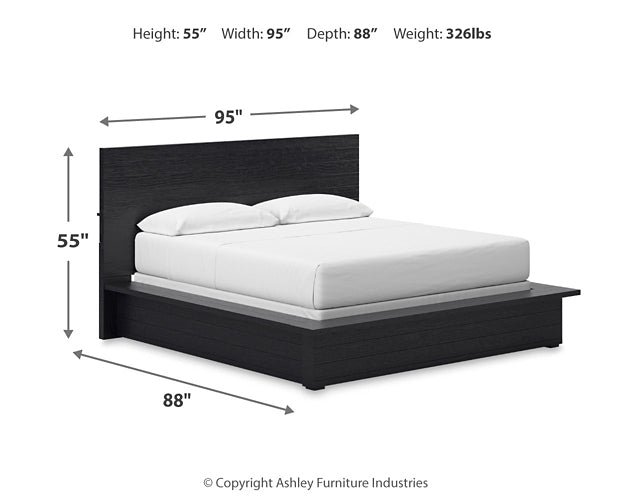 Cama California King con paneles y tocador con espejo de Londer