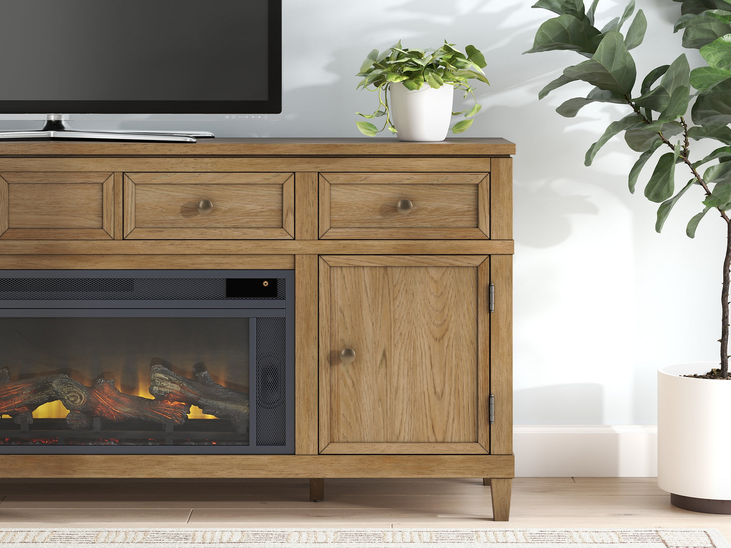 Mueble para TV Sharlance de 81" con chimenea eléctrica