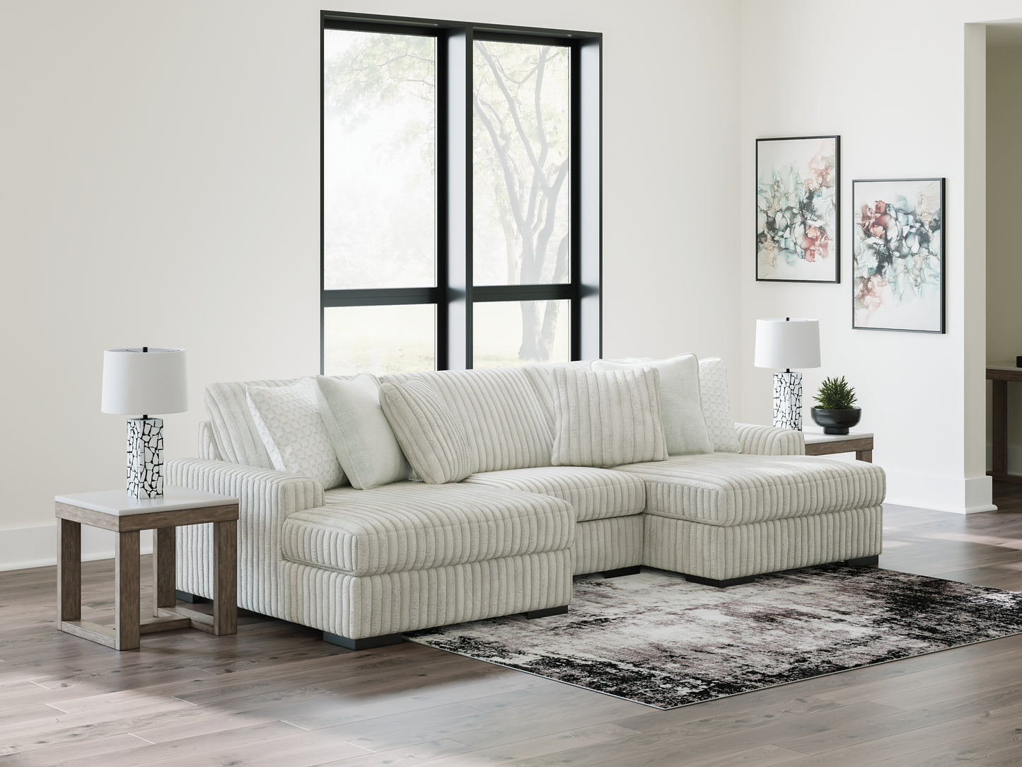 Estupendo sofá seccional de 3 piezas con chaise longue doble