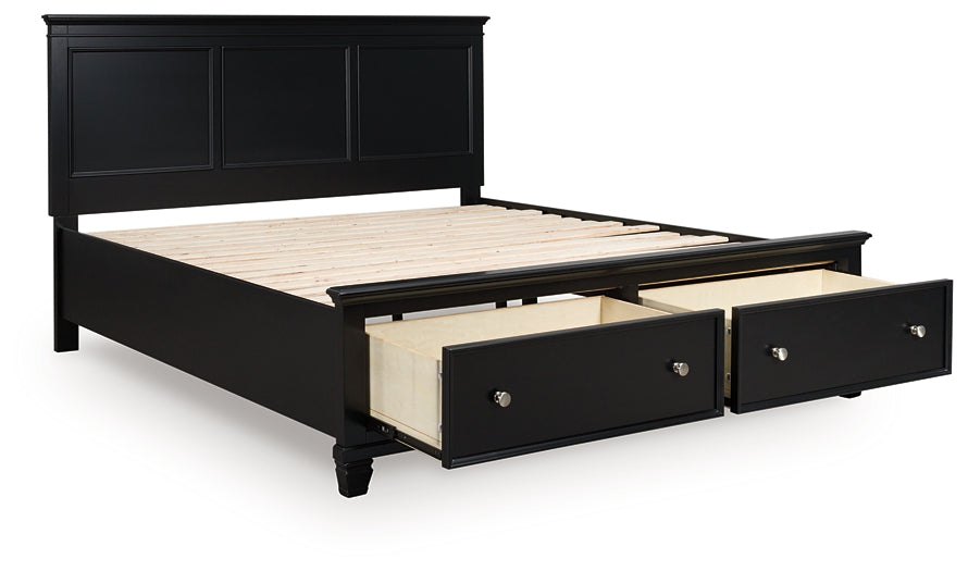 Cama California King con almacenamiento y paneles Lanolee
