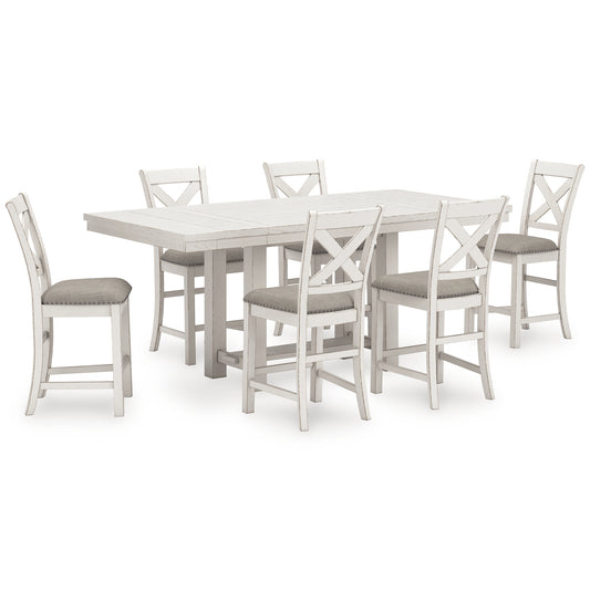 Mesa de comedor Robbinsdale de altura de mostrador y 6 taburetes