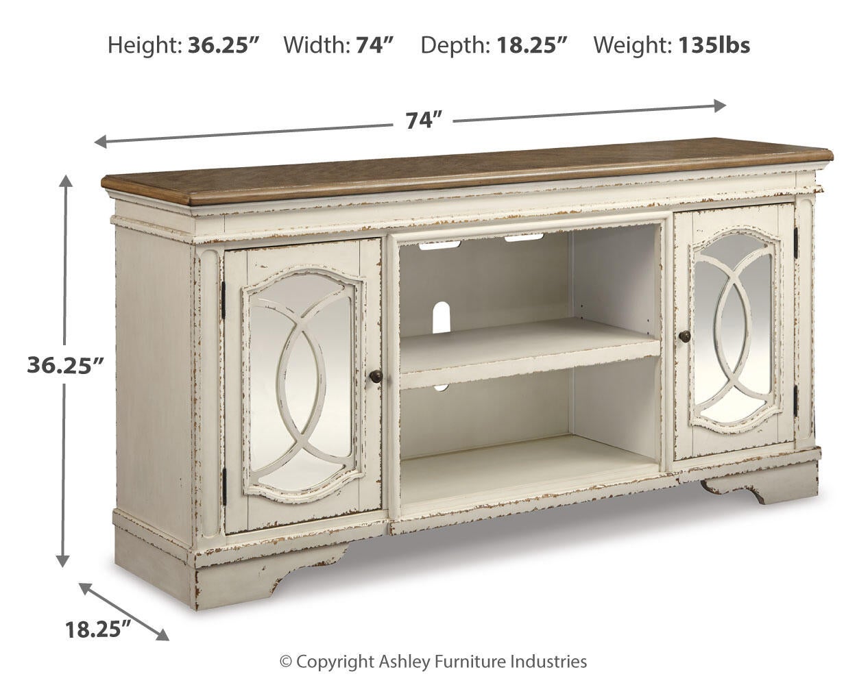 Mueble de TV Realyn XL con opción de chimenea