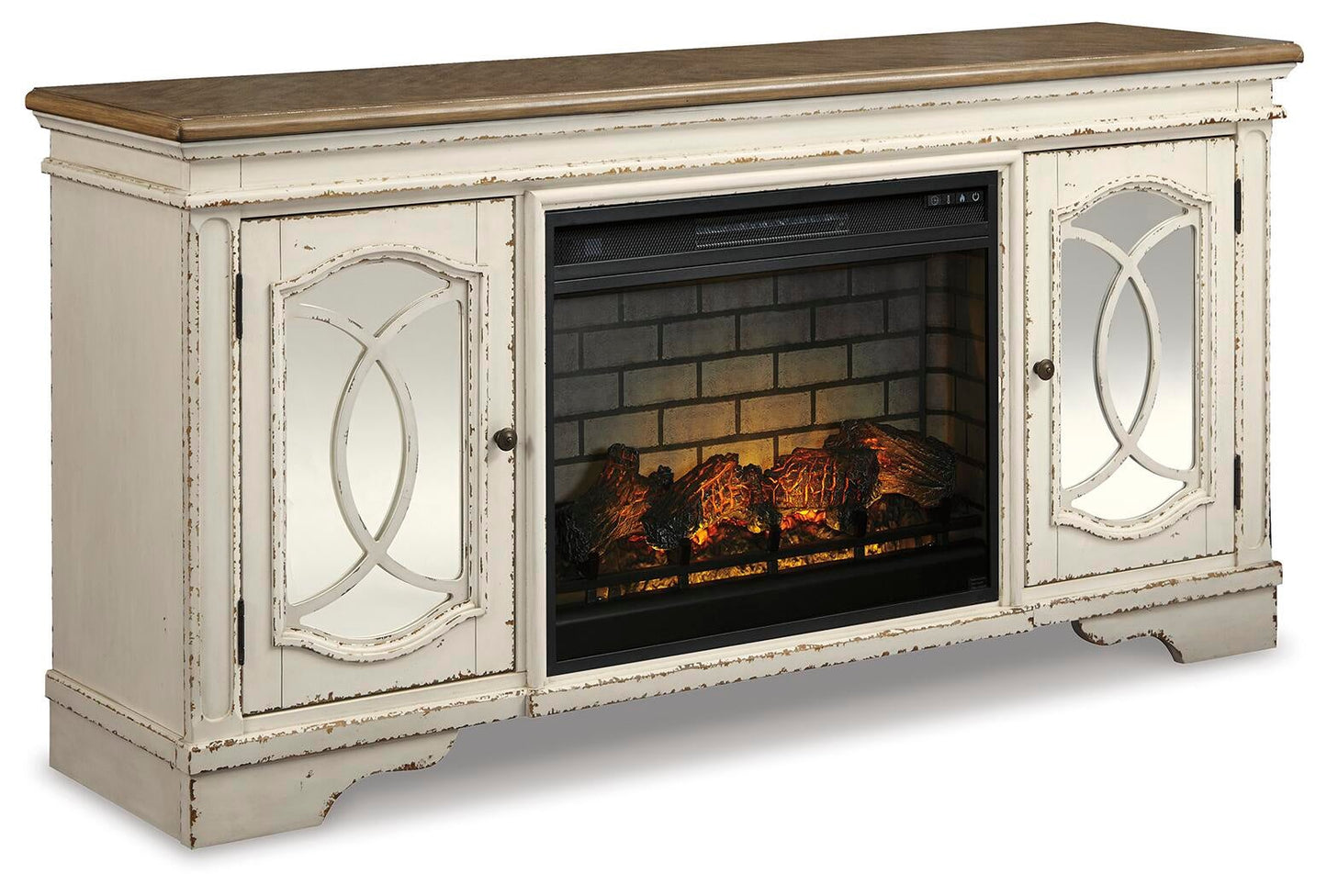 Mueble para TV Realyn de 74" con chimenea eléctrica