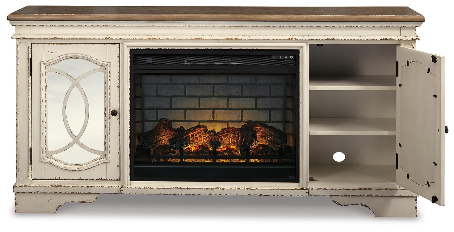 Mueble para TV Realyn de 74" con chimenea eléctrica
