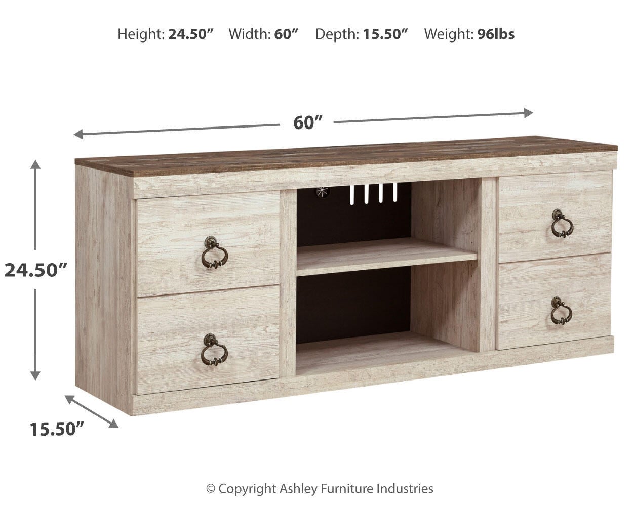 Ashley Express - Mueble para TV LG Willowton con opción de chimenea