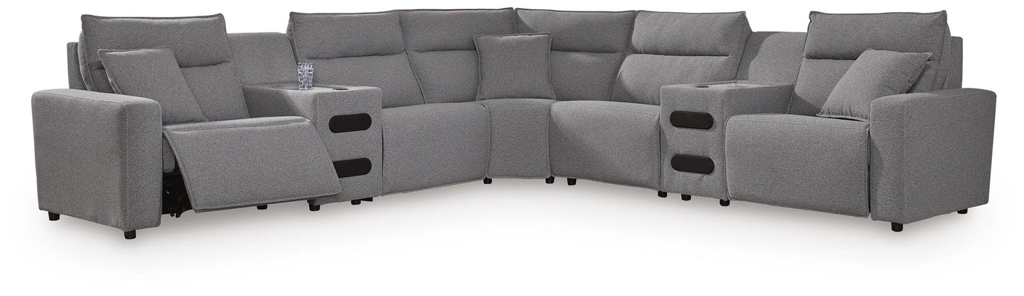Seccional reclinable eléctrico ModMax II de 7 piezas con chaise longue