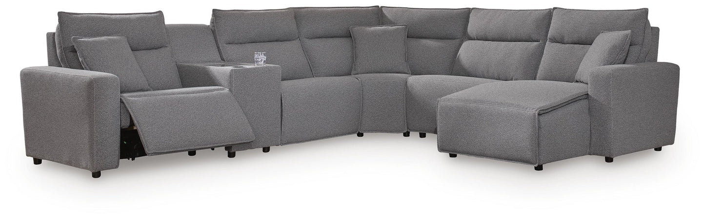 Seccional reclinable eléctrico ModMax II de 6 piezas con chaise longue