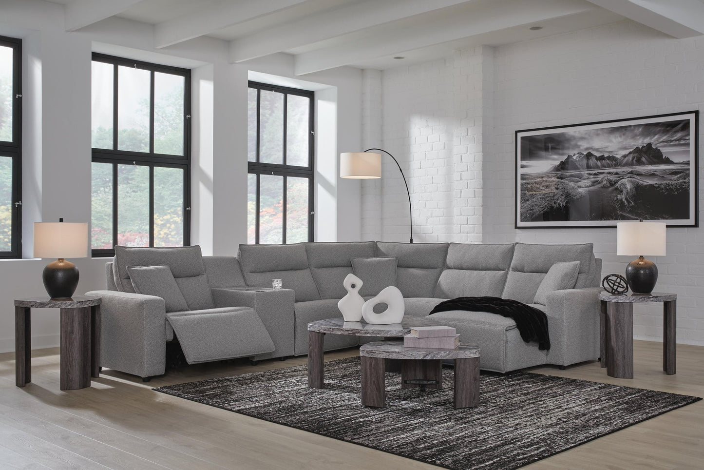 Seccional reclinable eléctrico ModMax II de 6 piezas con chaise longue