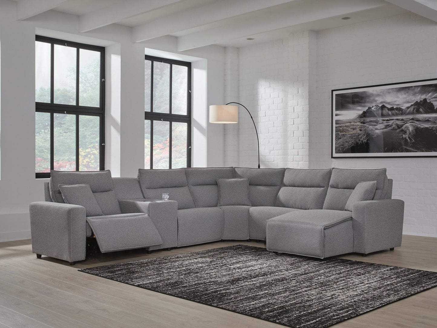 Seccional reclinable eléctrico ModMax II de 6 piezas con chaise longue