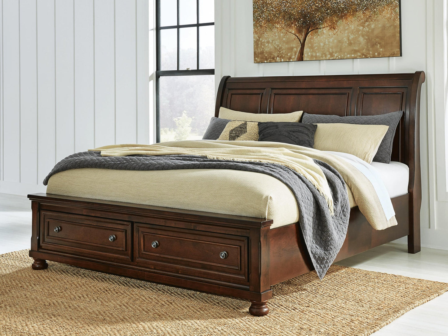 Cama tipo trineo Porter California King con almacenamiento