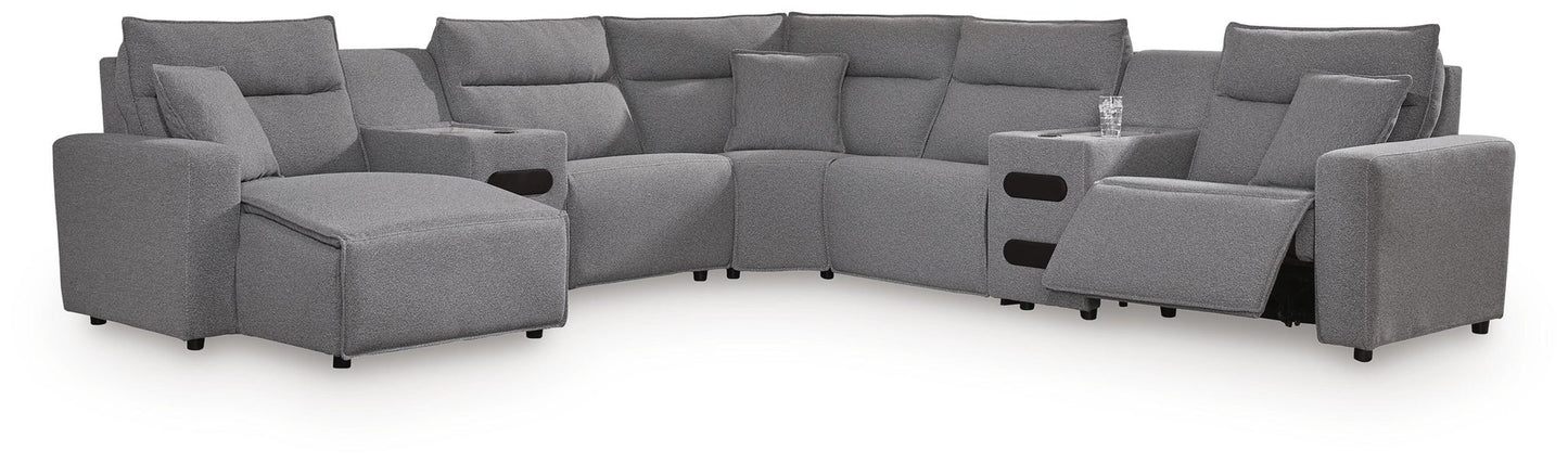 Seccional reclinable eléctrico ModMax II de 7 piezas con chaise longue