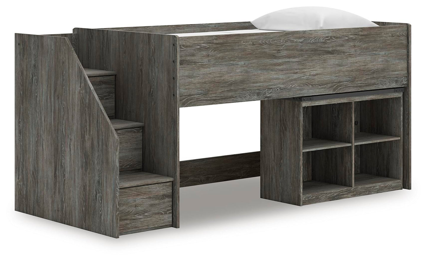 Cama alta individual Frandern con librero