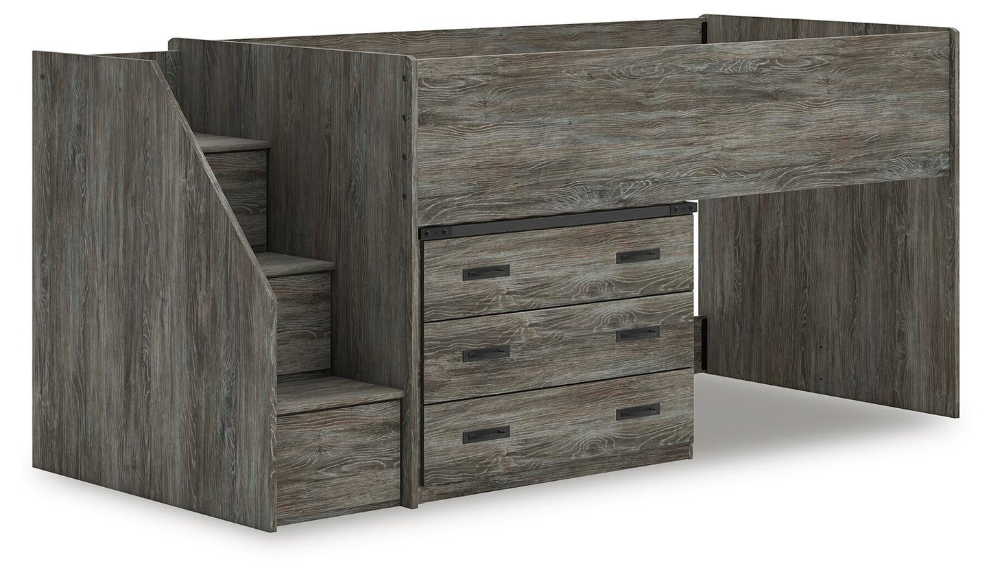Cama alta individual Frandern con cajón de almacenamiento