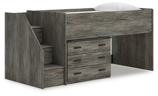 Cama alta individual Frandern con cajón de almacenamiento