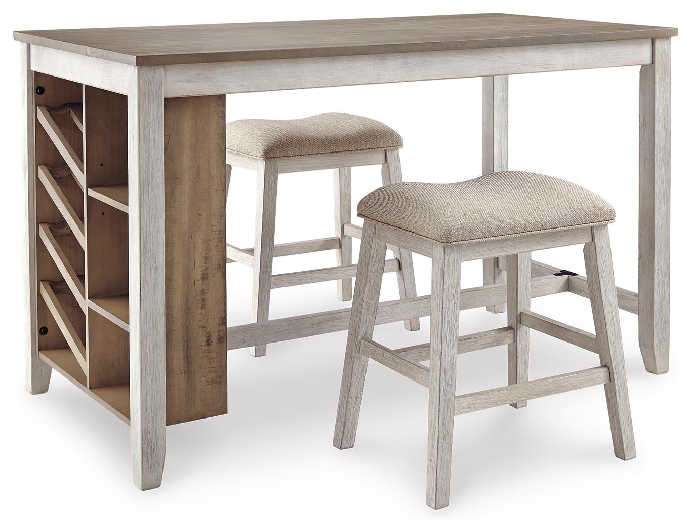 Ashley Express - Mesa de comedor Skempton de altura de mostrador y dos taburetes