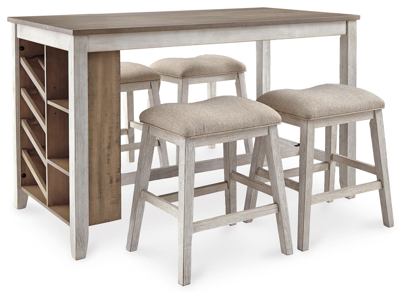 Ashley Express - Mesa de comedor Skempton de altura de mostrador y 4 taburetes