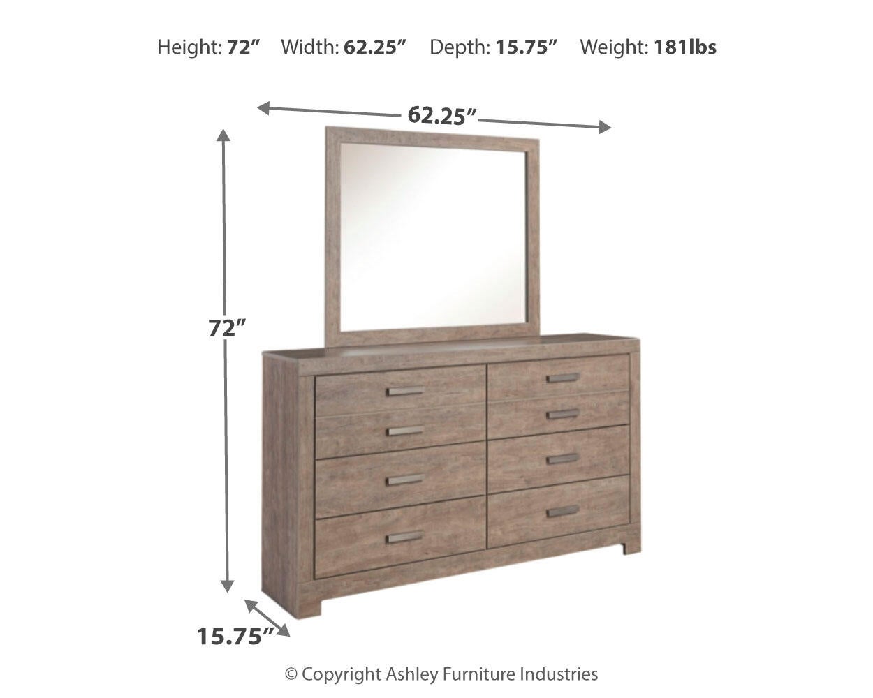 Cama Culverbach con paneles completos y tocador con espejo