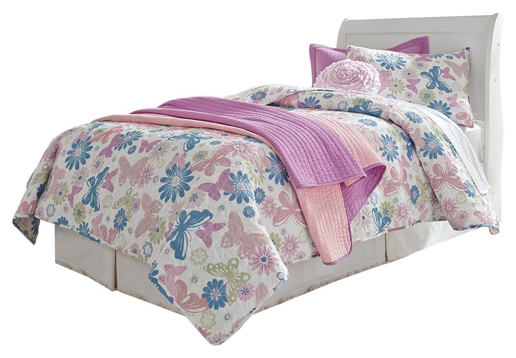 Cabecero de cama Anarasia Twin con dosel y tocador con espejo