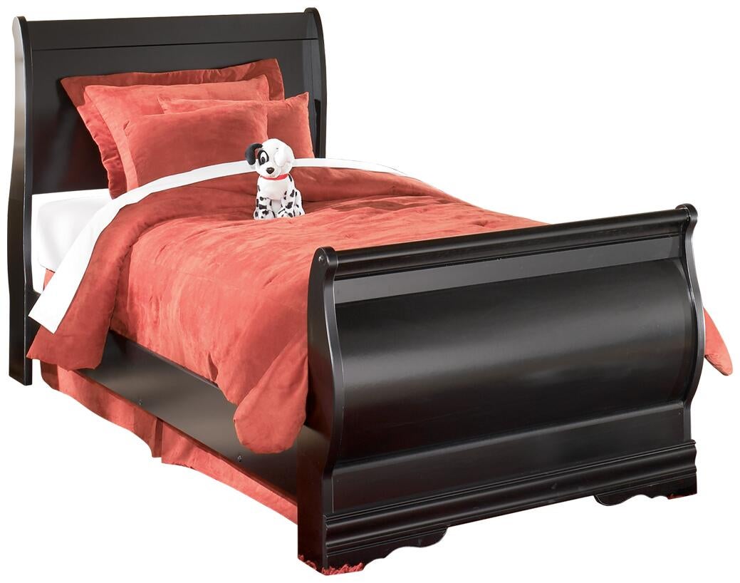 Cama doble estilo trineo Huey Vineyard con tocador con espejo