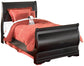 Cama doble estilo trineo Huey Vineyard con tocador con espejo