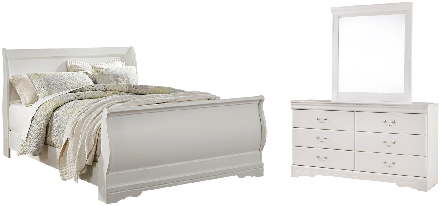 Cama Anarasia Queen tipo trineo con tocador con espejo