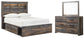 Cama con estantería completa Drystan con dos cajones y tocador con espejo