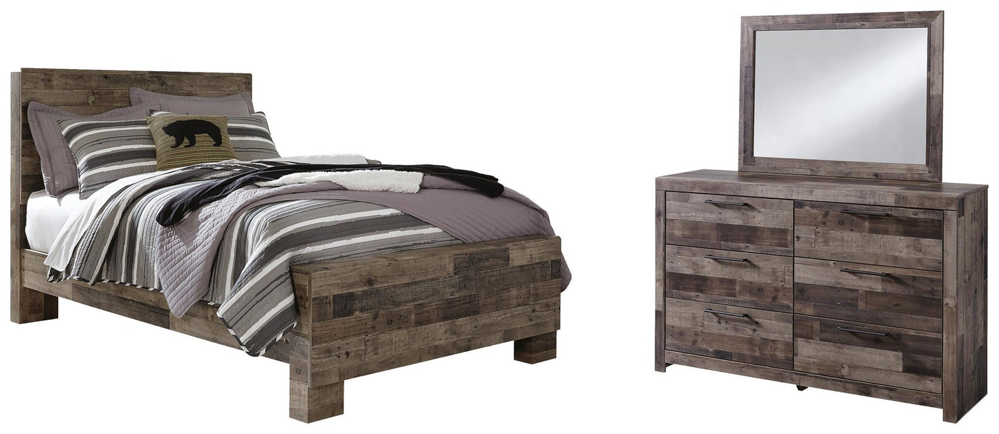 Cama Derekson de tamaño completo con tocador con espejo