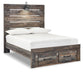 Cama Drystan de tamaño completo con dos cajones y tocador con espejo
