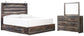 Cama Drystan King con 4 cajones y tocador con espejo